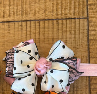 PRE ORDER Specialty Headband Bow - Light Pink Polka Dot
