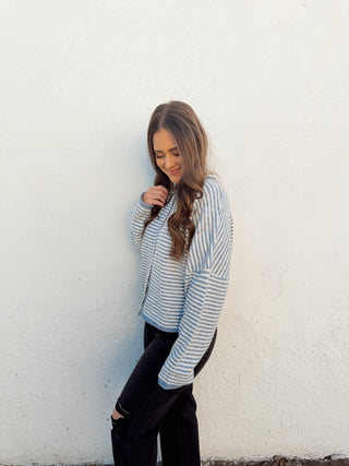 Piper Cardigan Sweater - Blue Stripe