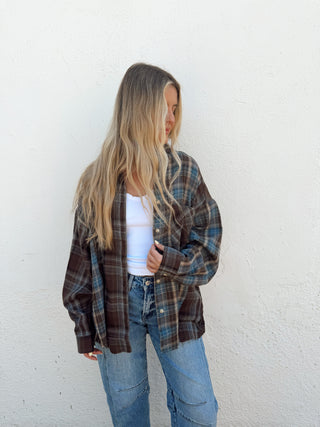 Kambrie Flannel - Chocolate/Blue