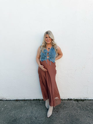 Lane Floral Denim Vest