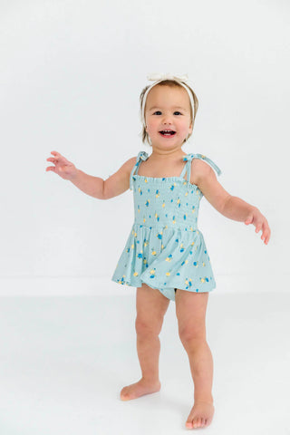 Floral and Gingham Smocked Bubble Romper