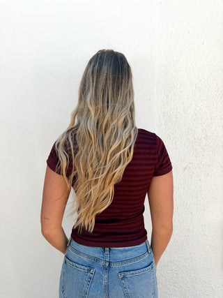 Sandy Striped Tee - Plum