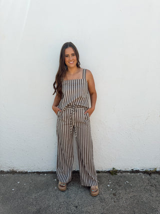 Matcha Stripe Set - Dark Brown