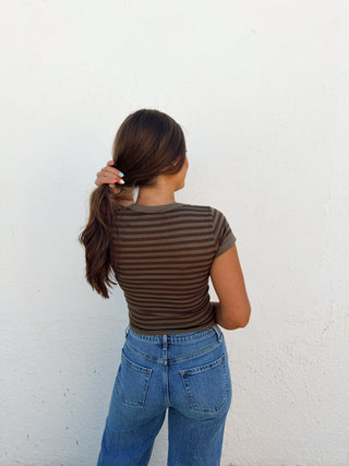 Sandy Striped Tee - Olive