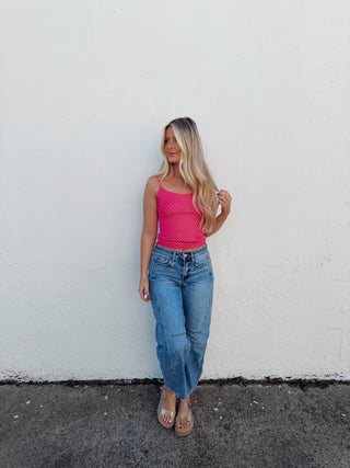 Polka Dot Tank - Fuchsia