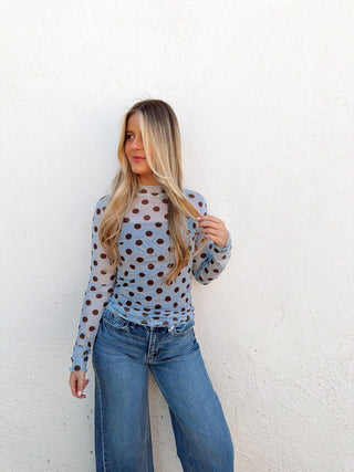 Morgan Polka Dot Mesh Top