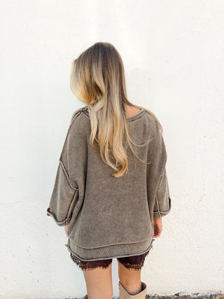 Mallory Sweater Top - Dark Brown