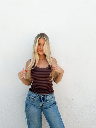Sofia Striped Tank - Brown