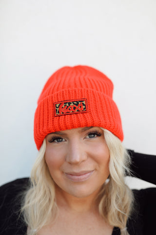 Red Cheetah Beanie