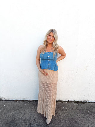 Dallas Denim Peplum Top