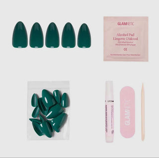 Glamnetic-Press On Nails/Green/Almond/Short