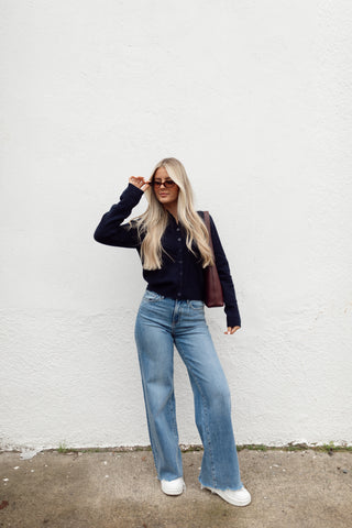 Navy Cardigan Top