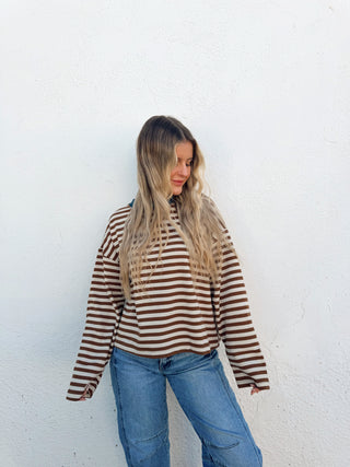 Rachel Top - Mocha & Blue