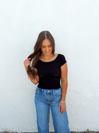 Bodie Boat Neck Top - Black