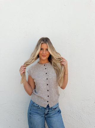 Rowan Sleeveless Cardigan - Taupe