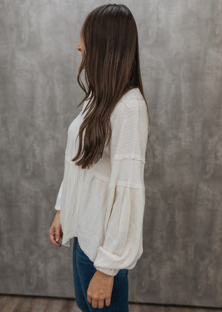 Willow Waffle Knit Top - Cream