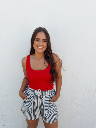 Navy Stripe Shorts