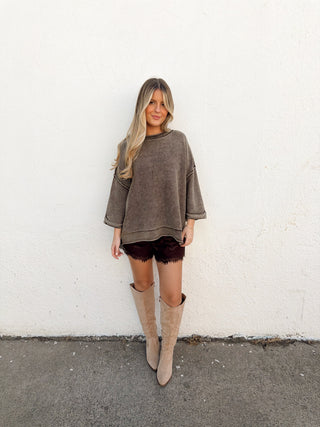 Lila Lace Shorts - Brown