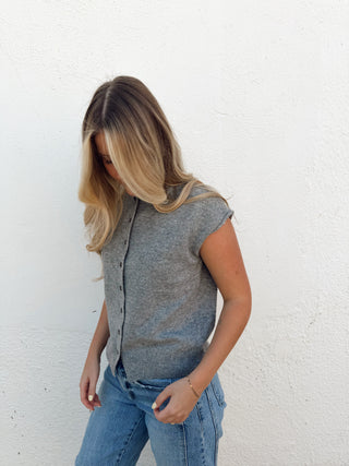 Rowan Sleeveless Cardigan - Heather Grey