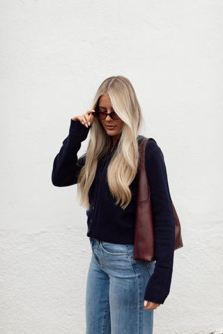 Navy Cardigan Top
