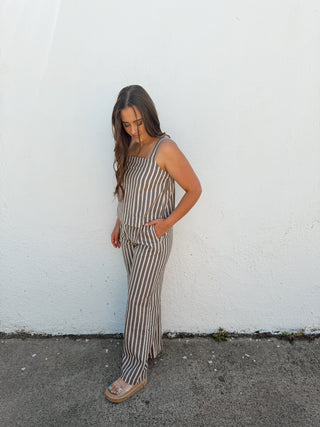 Matcha Stripe Set - Dark Brown