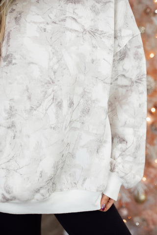 White Woodland Camo Crewneck