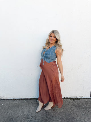 Lane Floral Denim Vest
