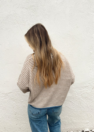 Piper Cardigan Sweater - Oatmeal/Blue