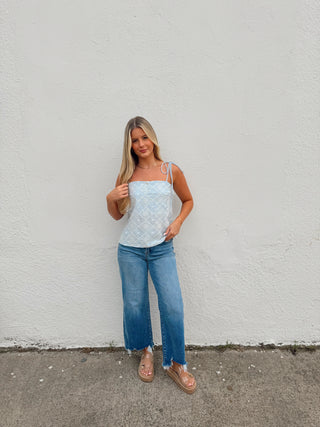 Mel Eyelet Top - Blue