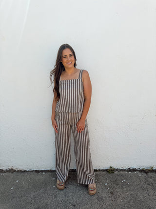 Matcha Stripe Set - Dark Brown