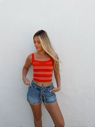 Cora Stripe Tank- Summer Fig Ivory