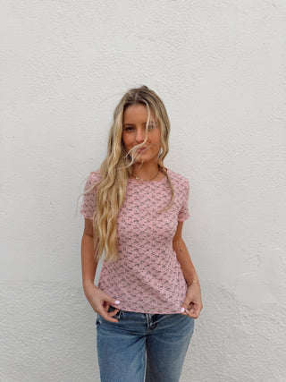 Winnie Waffle Top - Rosy Pink