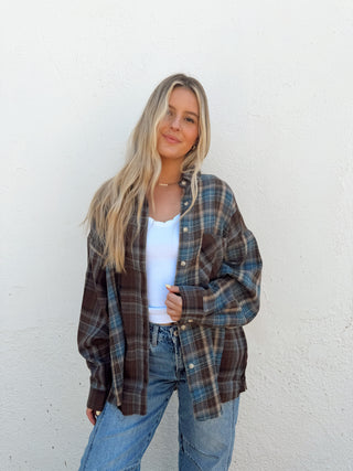 Kambrie Flannel - Chocolate/Blue