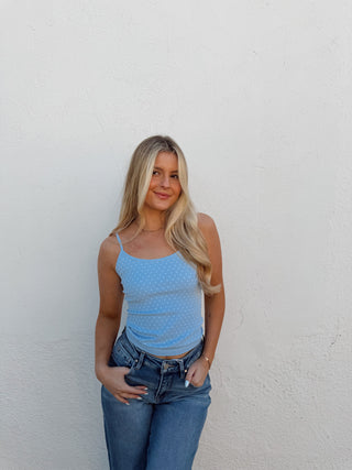 Polka Dot Tank - Light Blue