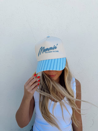 Mommin’ Too Busy To Care Trucker - Blue