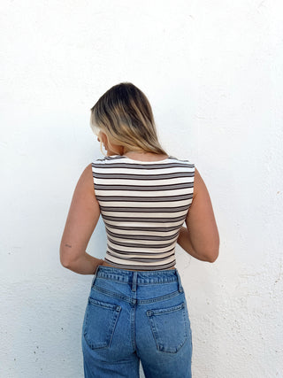 Jessa Tank- Cream/Brown