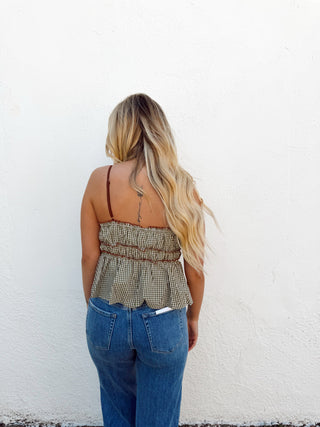 Ruth Gingham Top - Green