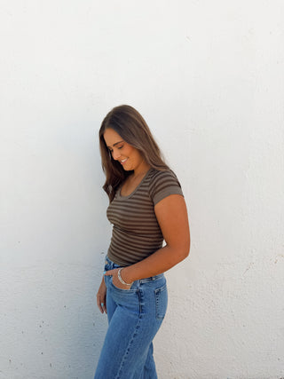 Sandy Striped Tee - Olive