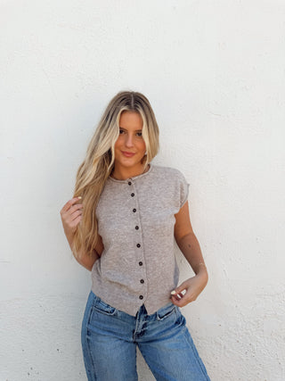 Rowan Sleeveless Cardigan - Taupe