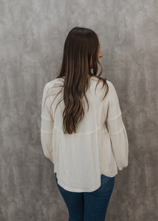 Willow Waffle Knit Top - Cream