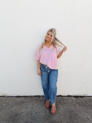 Elle Eyelet Top - Cotton Candy