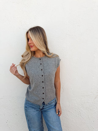 Rowan Sleeveless Cardigan - Heather Grey