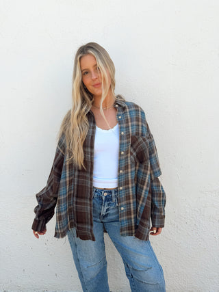 Kambrie Flannel - Chocolate/Blue