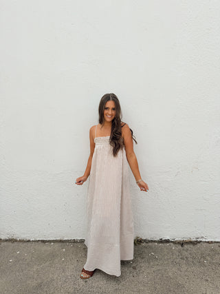 Emmy Striped Dress - Taupe