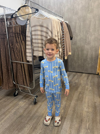 Blue Stripe Butter Two Piece Set