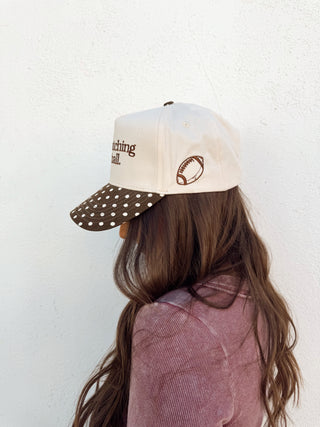 He's Watching Football - Brown Polka Dot Hat