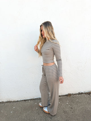 Sorin Stripe Top - Taupe/Navy