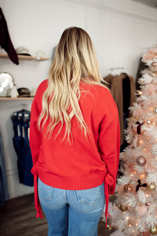 Emma Ruched Sweater - Red