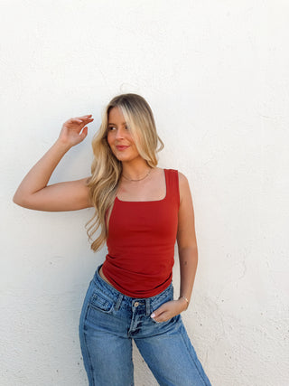 Square Neck Tank - Rust