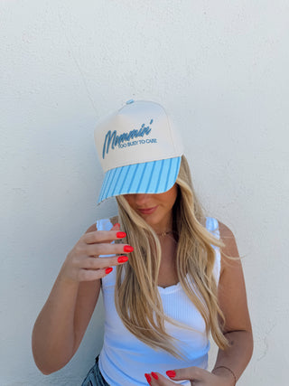 Mommin’ Too Busy To Care Trucker - Blue